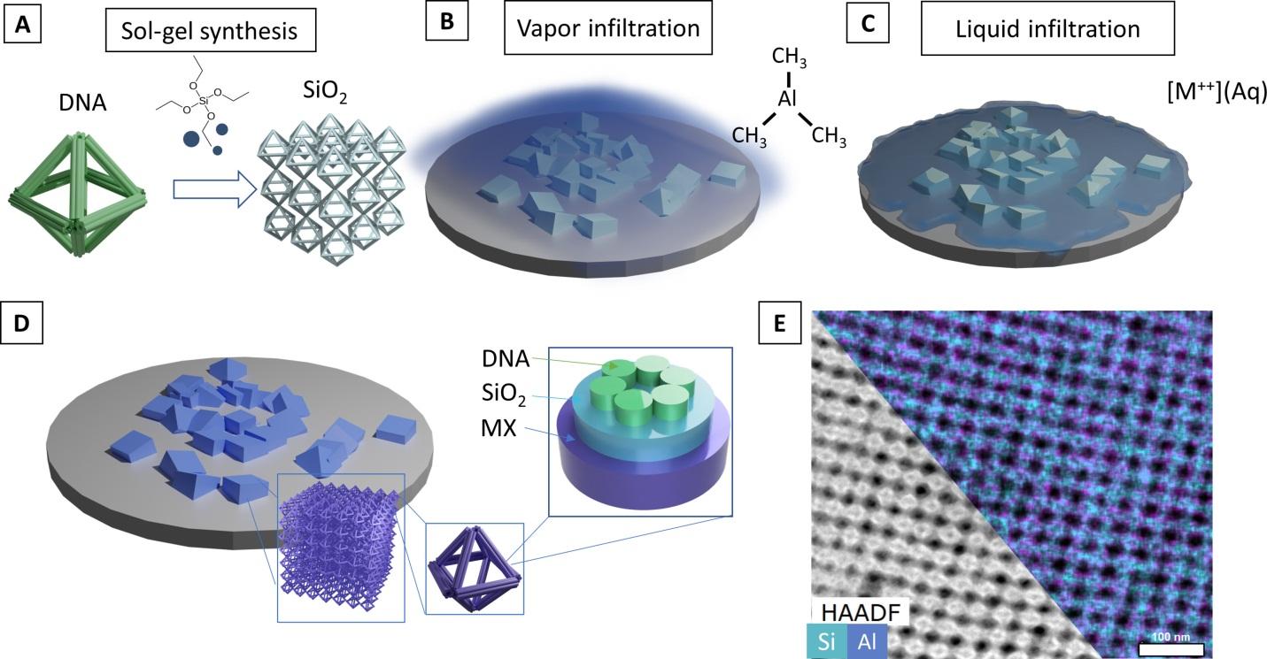 Armazones tridimensionales en la nanoescala de óxidos metálicos y semiconductores por medio de arreglos programables y templetes de ADN